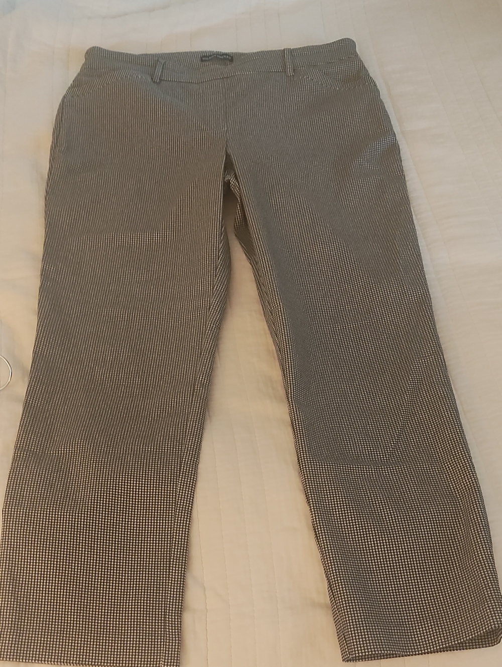 Hilary Radley Women's Large Houndstooth Stretch Pants Travel Capsule Career